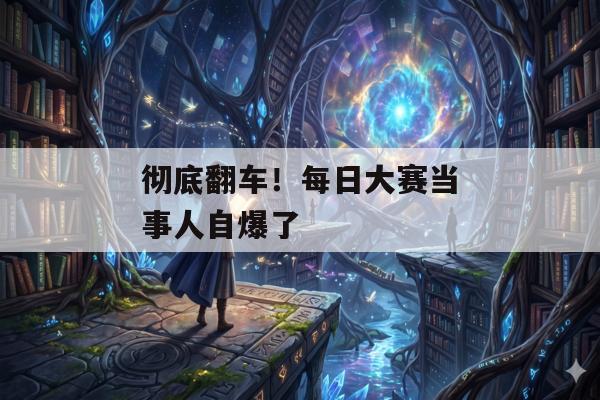 彻底翻车！每日大赛当事人自爆了